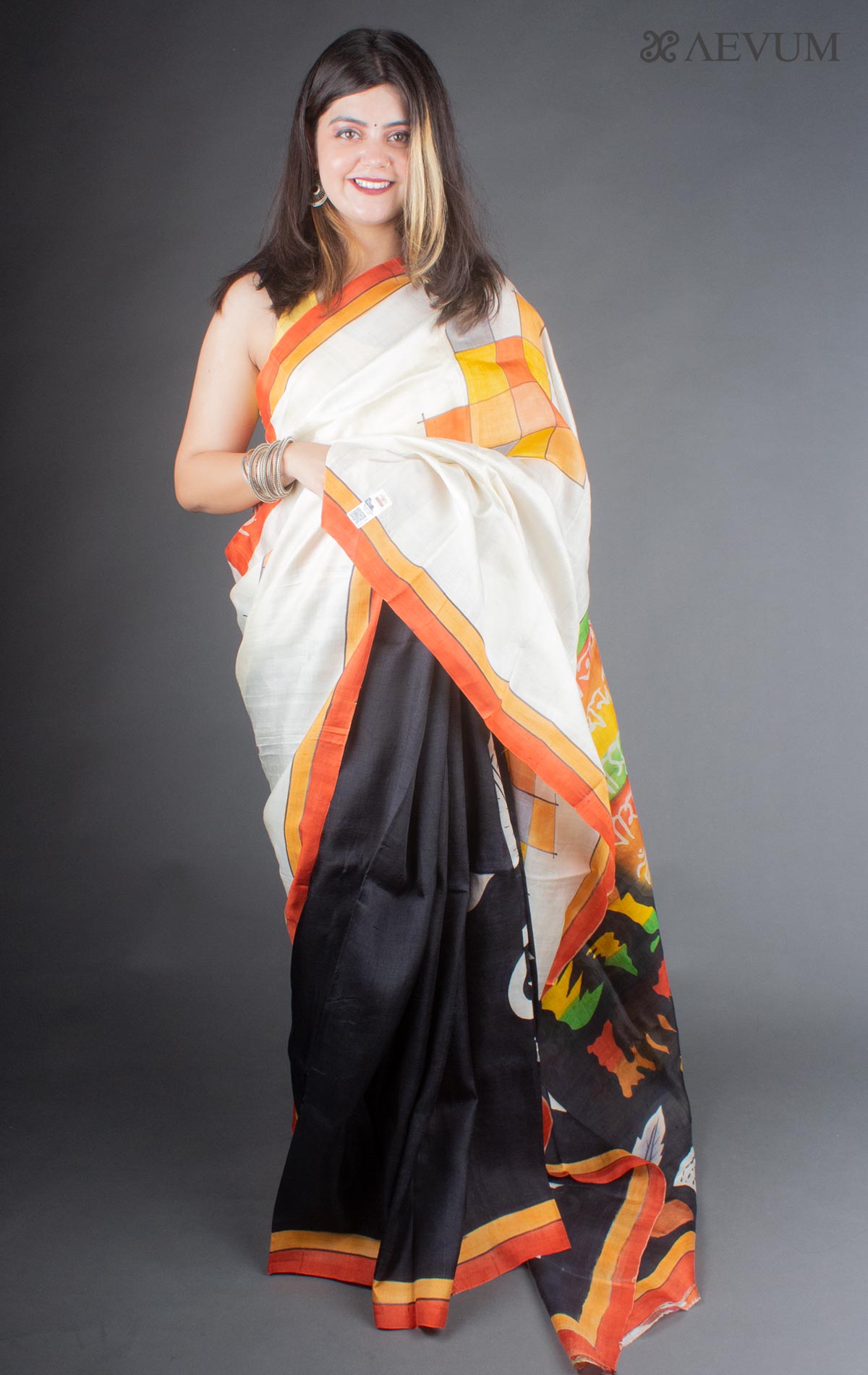 Murshidabad 3 ply pure silk Batik- Red white (custom) main image 0