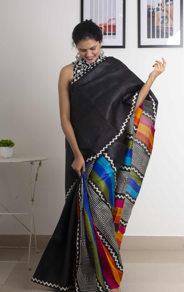 Bishnupur Hand Painted Pure Silk Saree with Silk Mark & Blouse Piece - 0246 - AEVUM