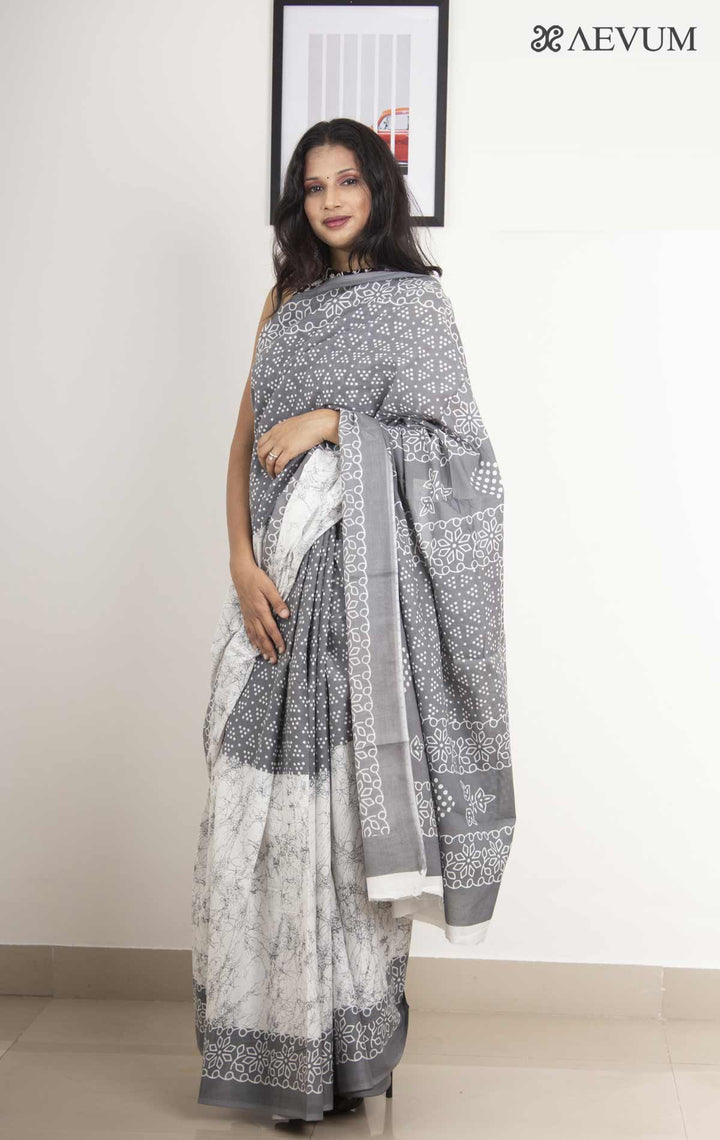 Mulmul Cotton Hand Block Printed Saree - 0272 - AEVUM