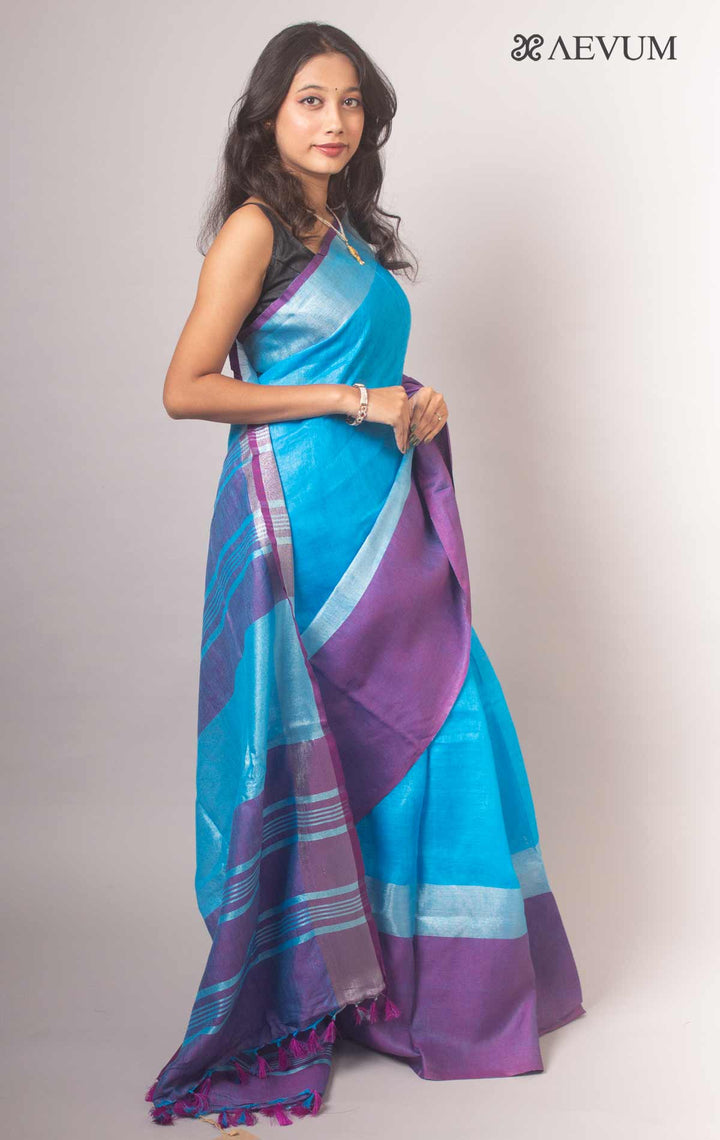 Pure Linen Mahapar Saree with Blouse Piece - 0302 - AEVUM