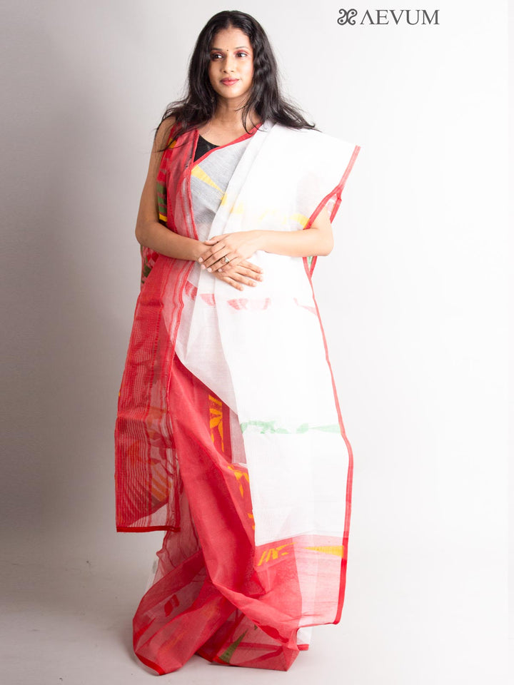 Dhakai Jamdani with Gap Work without Blouse Piece - 0377 Saree AEVUM