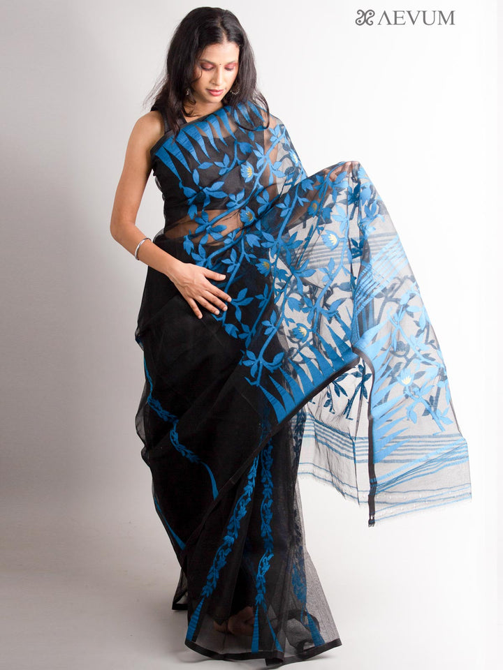 Dhakai Jamdani with Gap Work without Blouse Piece - 0382 Saree AEVUM