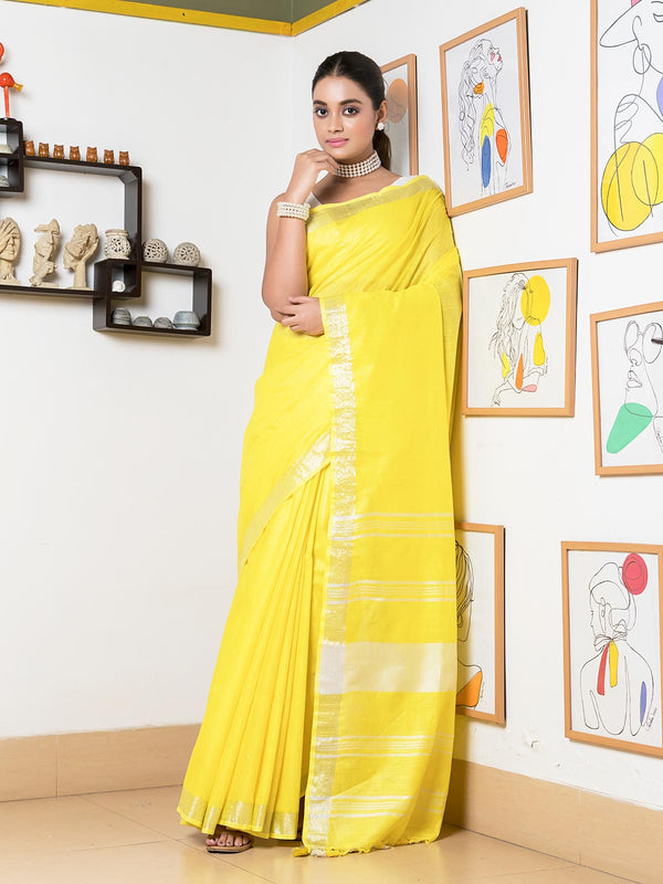 Semi Linen Saree With Blouse Piece - 0410
