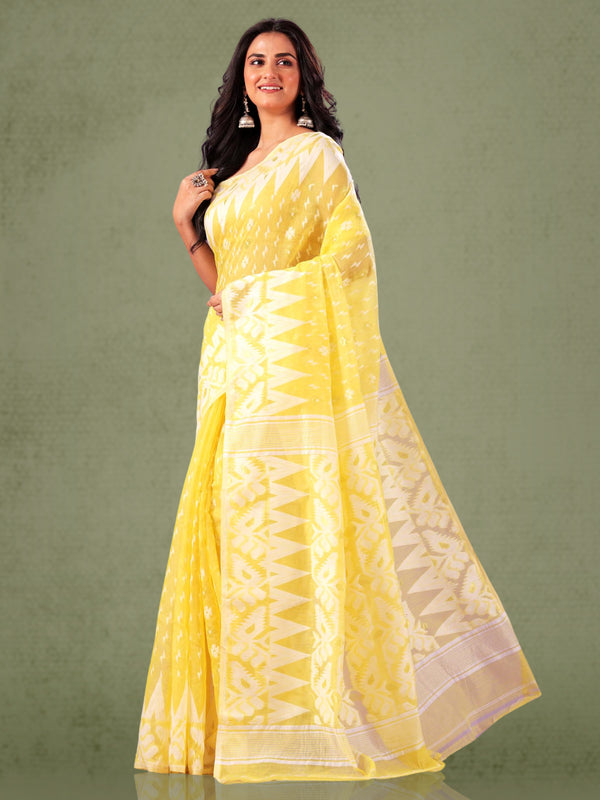 Soft Dhakai Jamdani without Blouse Piece - 0444 Saree AEVUM