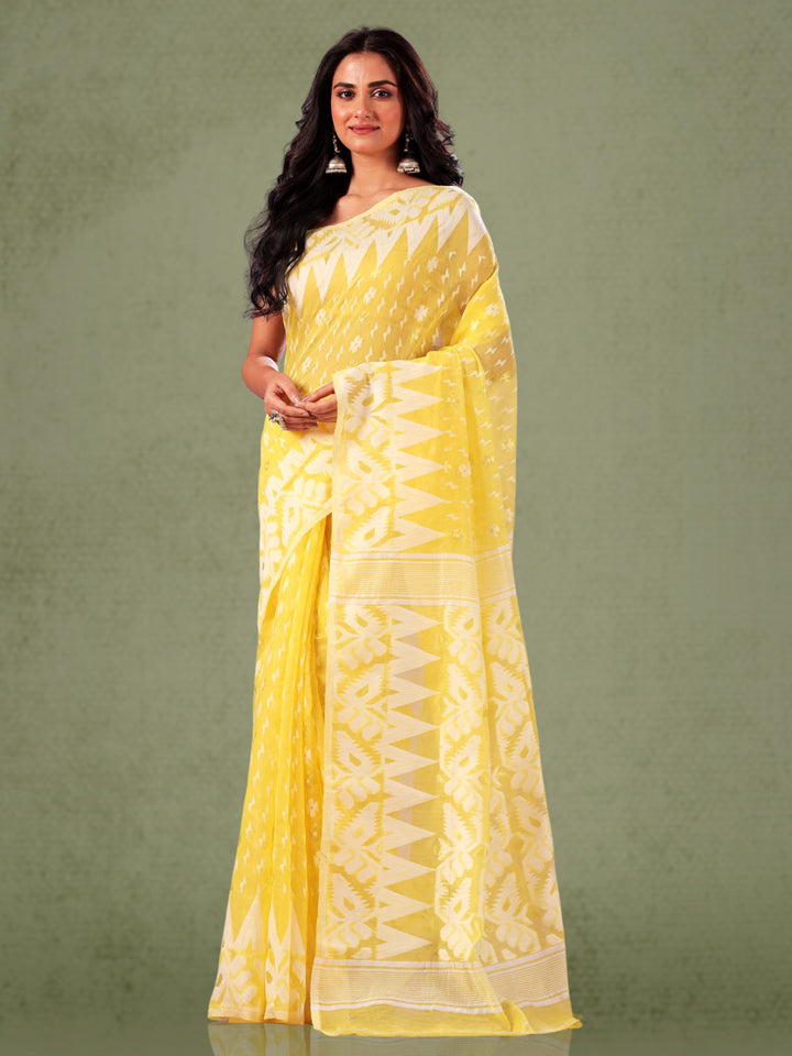 Soft Dhakai Jamdani without Blouse Piece - 0444 Saree AEVUM