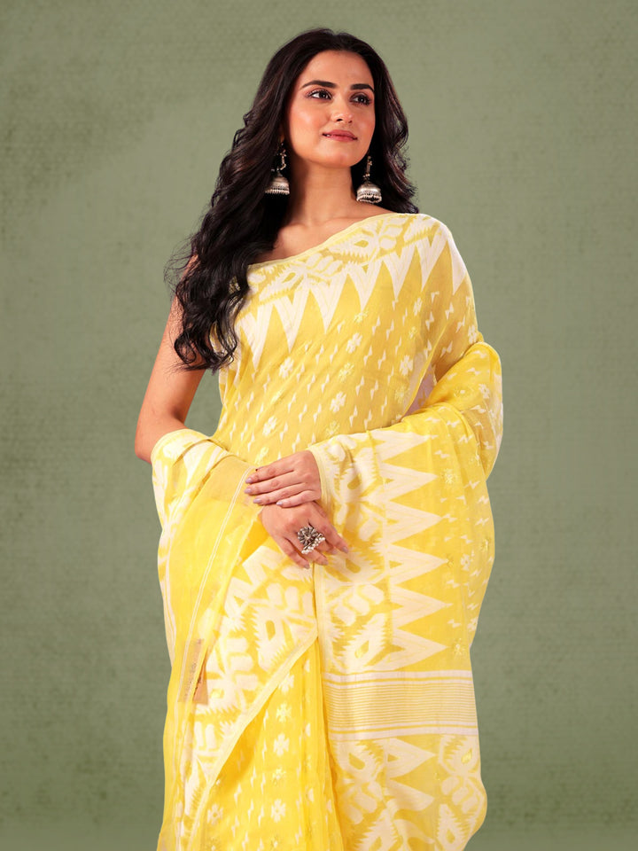 Soft Dhakai Jamdani without Blouse Piece - 0444 Saree AEVUM