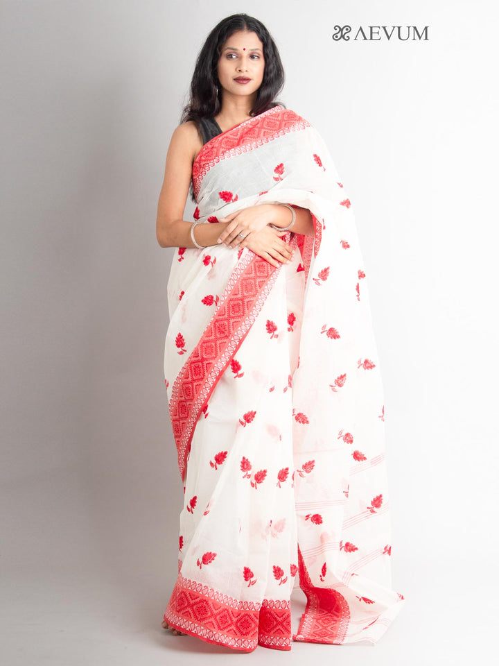 Bengal Cotton Tant Saree with Embroidery - 0465 Saree AEVUM