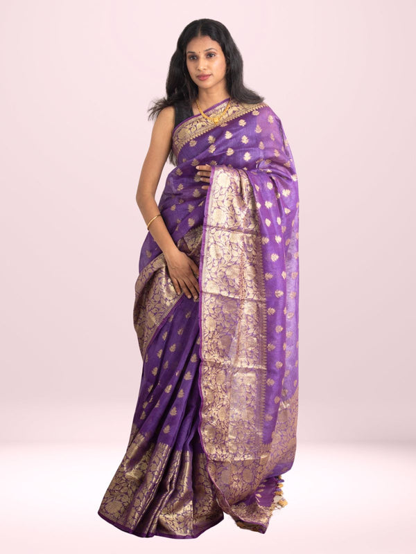 Silk Linen Banarasi Handloom Saree - 0475