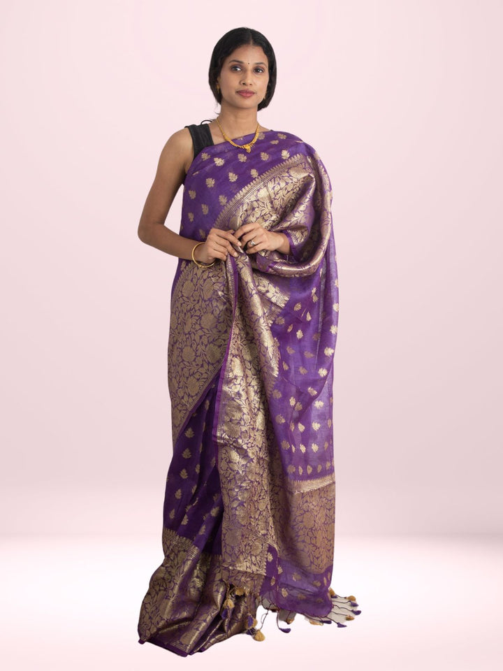 Silk Linen Banarasi Handloom Saree - 0475 Saree Raj Dev Kumar   