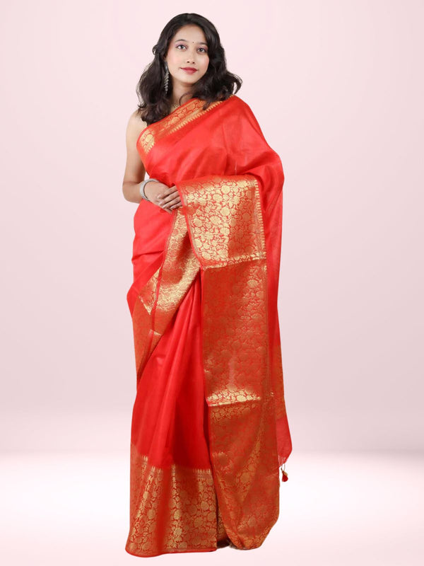 Silk Linen Banarasi Handloom Saree -0476
