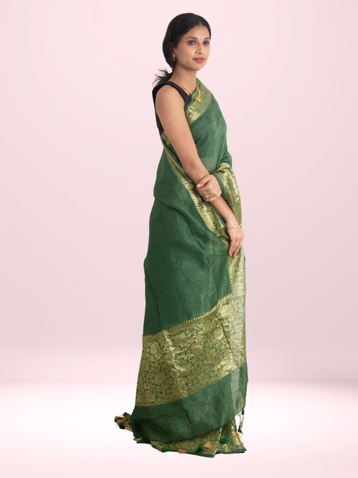 Silk Linen Banarasi Handloom Saree - 0477 Saree Raj Dev Kumar   