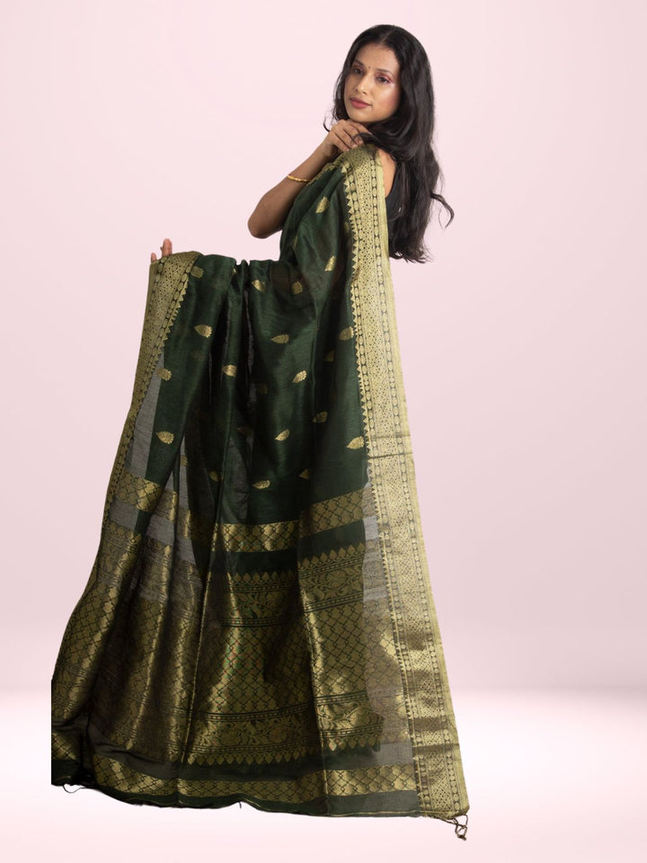 Silk Linen Banarasi Handloom Saree - 0486 Saree Rana Das   