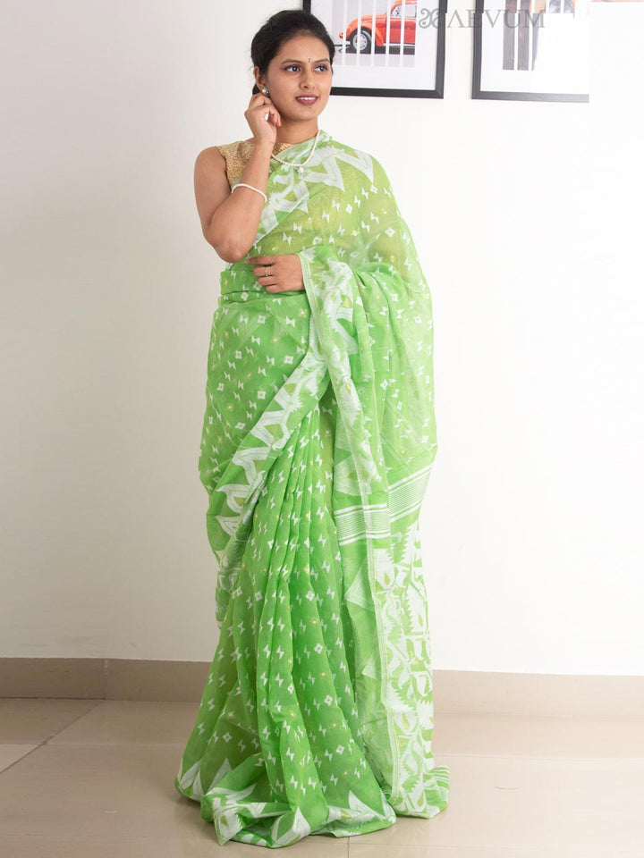 Soft Dhakai Jamdani Saree without Blouse Piece - 0525 Saree AEVUM