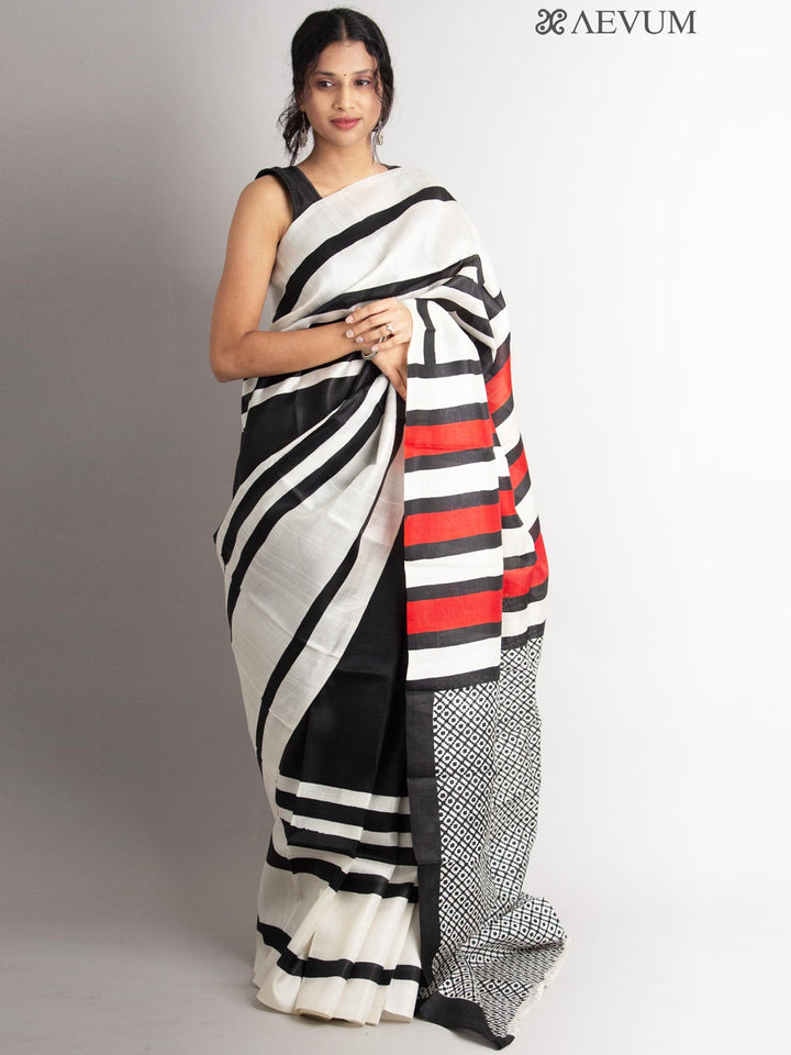 Three Ply Murshidabad Pure Silk With Blouse Piece - 0579 Saree AEVUM