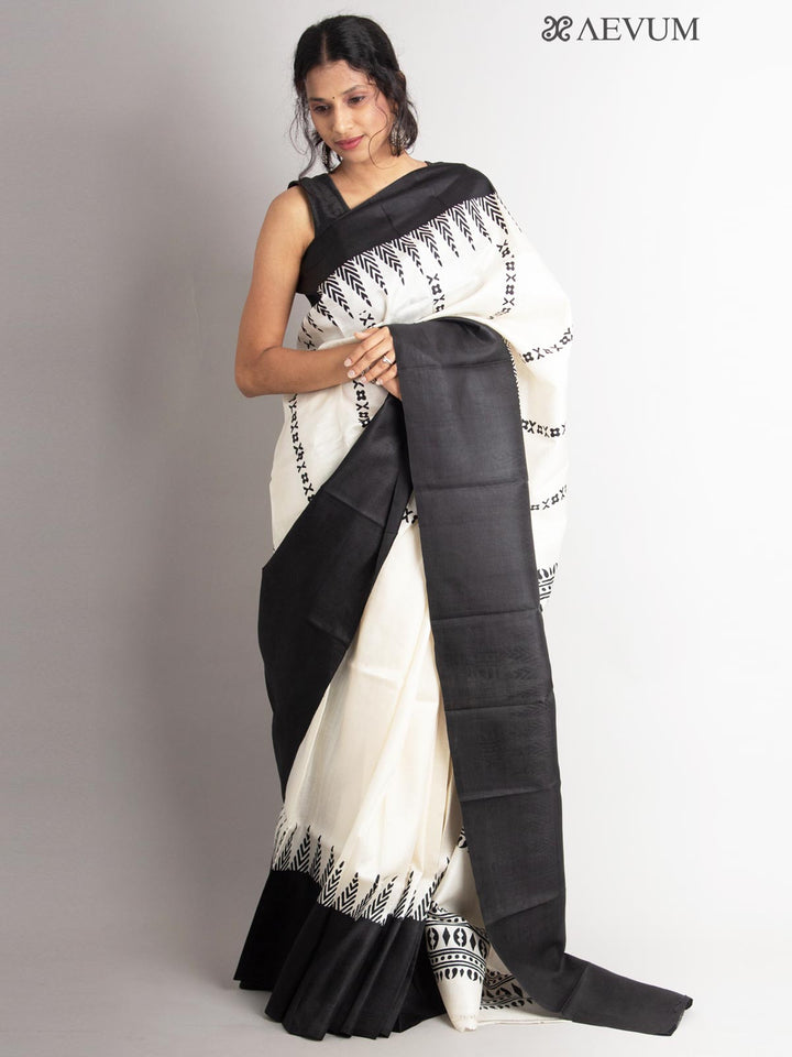 Three Ply Murshidabad Pure Silk With Blouse Piece - 0581 Saree AEVUM