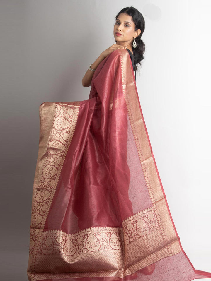 Silk Linen Banarasi Handloom Saree With Silk Mark - 0699 Saree Sarala Devi   