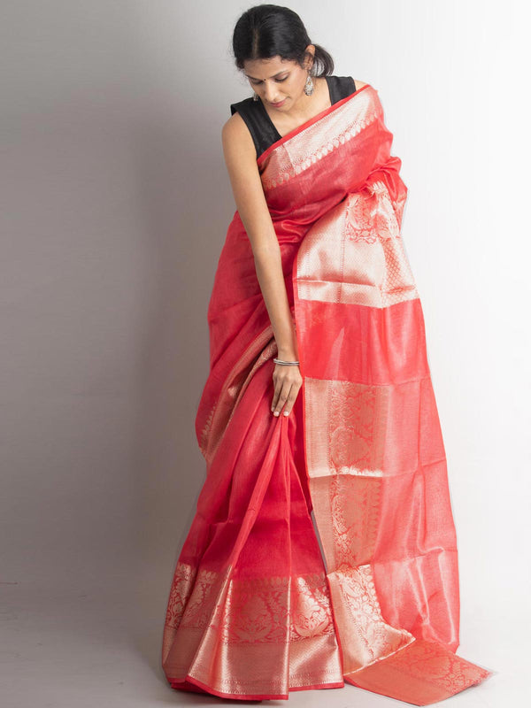 Silk Linen Banarasi Handloom Saree - 0700