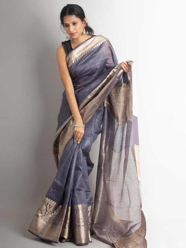 Silk Linen Banarasi Handloom Saree - 0701