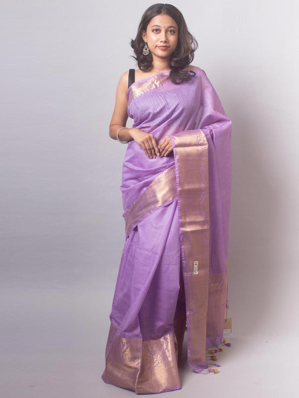 Silk Linen Banarasi Handloom Saree With Silk Mark - 0702