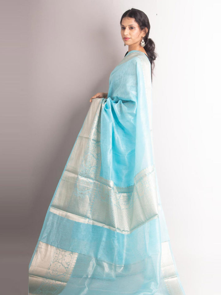 Silk Linen Banarasi Handloom Saree With Silk Mark - 0704 Saree Sarala Devi   