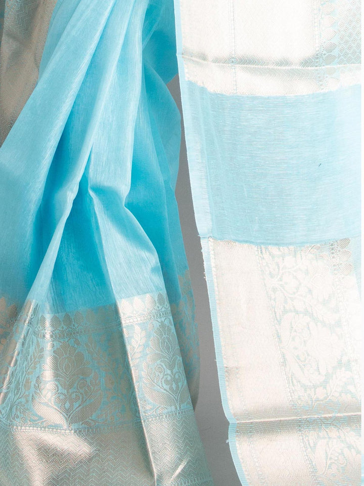 Silk Linen Banarasi Handloom Saree With Silk Mark - 0704 Saree Sarala Devi   