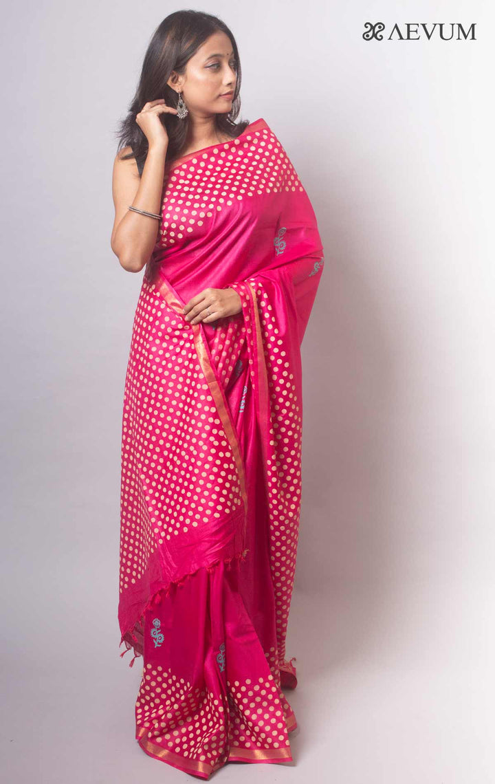Katan Madhubani Silk Saree with Blouse Piece - 0777 - AEVUM