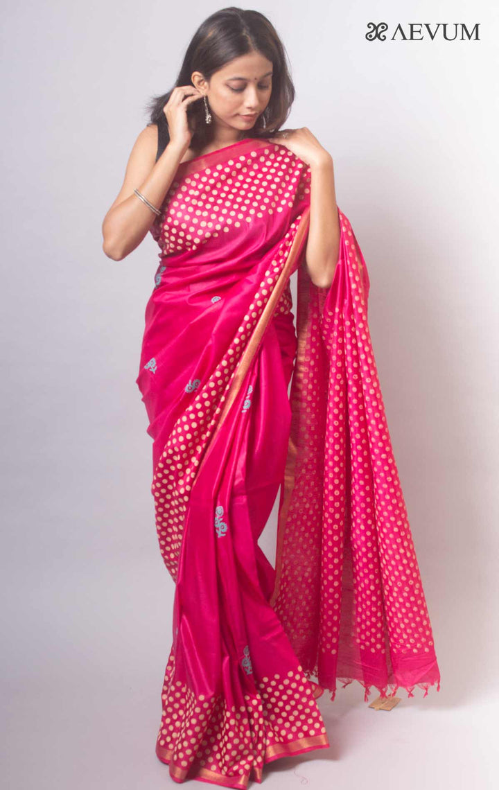 Katan Madhubani Silk Saree with Blouse Piece - 0777 - AEVUM