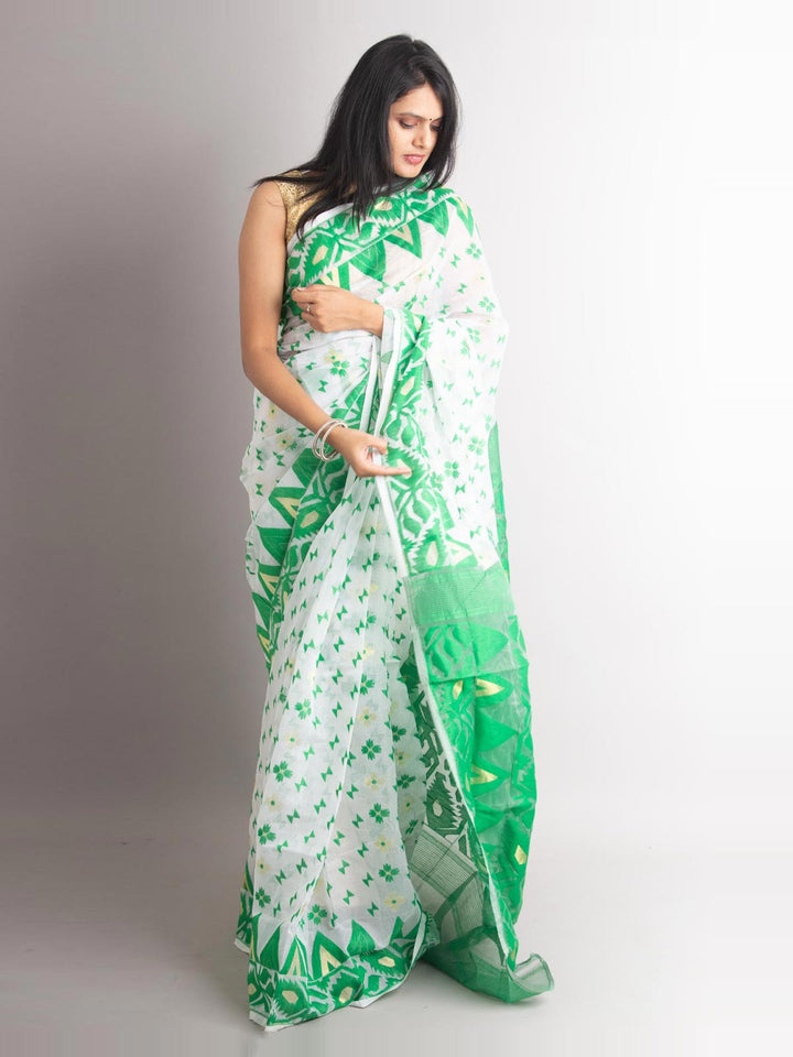 Soft Dhakai Jamdani Saree without Blouse Piece - 0859 Saree AEVUM