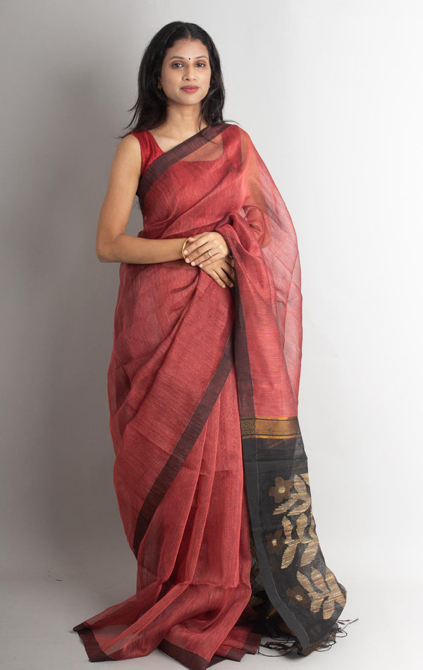 Silk Linen Saree with Blouse Piece - 1005 - AEVUM