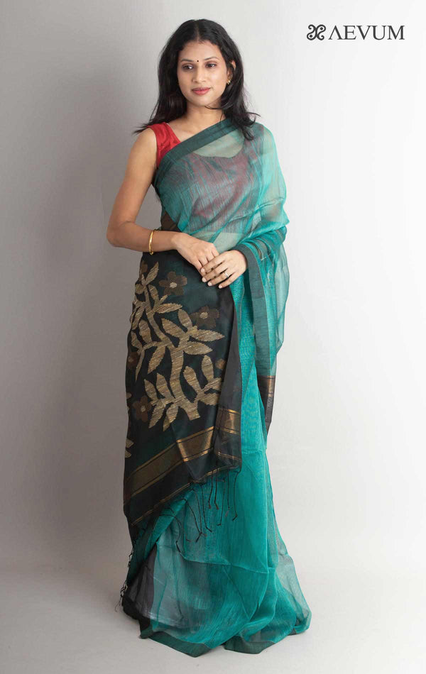 Silk Linen Saree with Blouse Piece - 1006 Saree Riya's Collection   