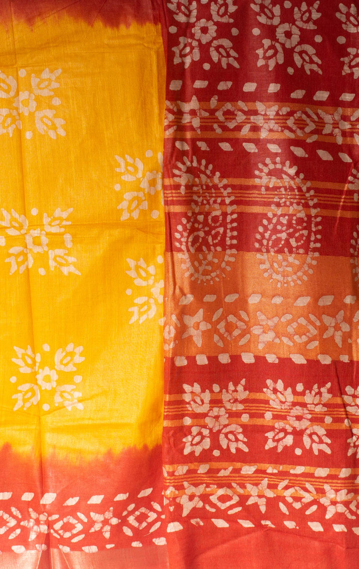 Semi Linen Saree with Batik Print - 10438 Saree Tausif   