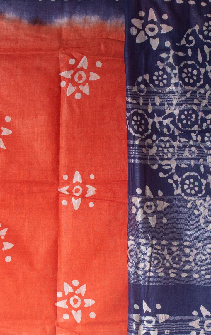 Semi Linen Saree with Batik Print - 10439 Saree anita   