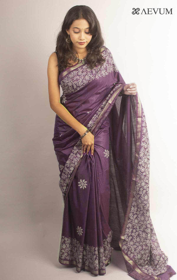 Katan Madhubani Silk Saree - 12707 - AEVUM