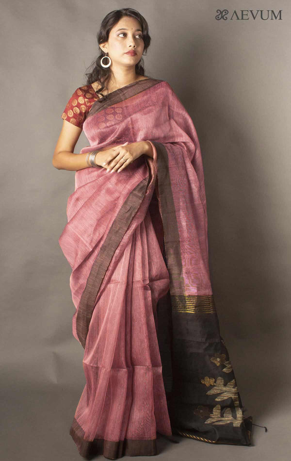 Silk Linen Saree with Blouse Piece -11251 - AEVUM