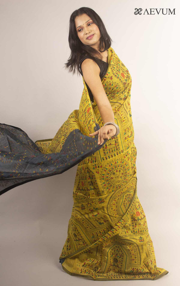Bengal Cotton Silk Handloom Saree By Aevum - 11880 Saree SSH Yellow & Black  