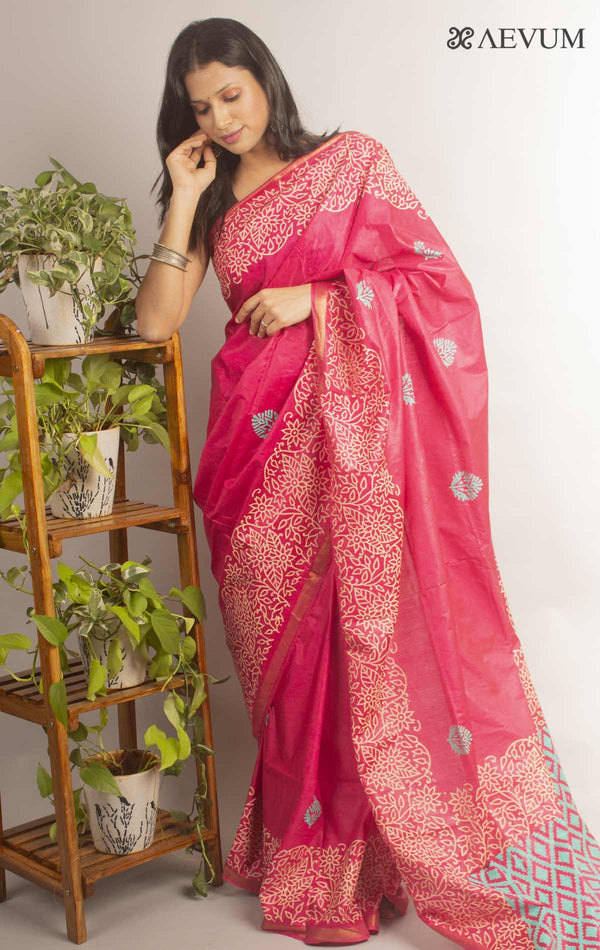 Katan Madhubani Silk Saree - 12691 - AEVUM