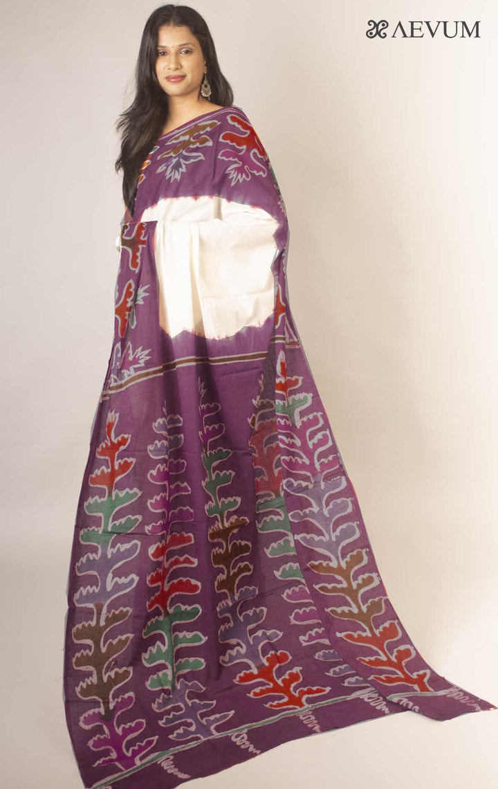 Hand Batik Mulmul Cotton Saree By Aevum - 12889 Saree Anita Kuthir   