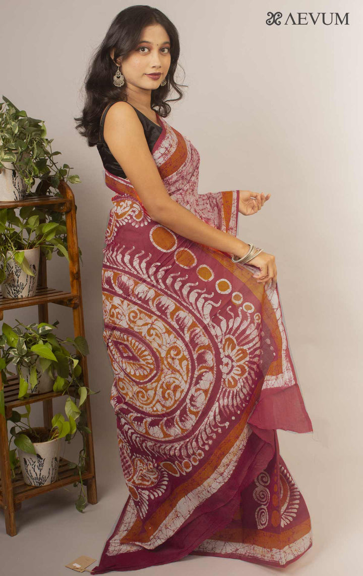Hand Batik Mulmul Cotton Saree By Aevum- 12892 Saree Anita Kuthir   