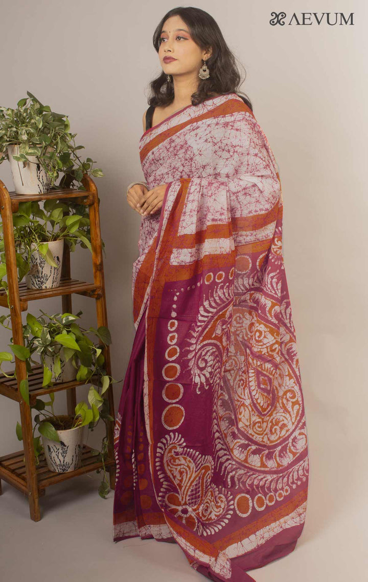 Hand Batik Mulmul Cotton Saree By Aevum- 12892 Saree Anita Kuthir   