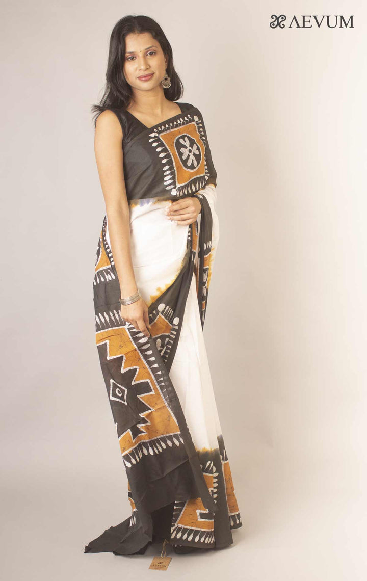Hand Batik Mulmul Cotton Saree By Aevum - 12901 - AEVUM
