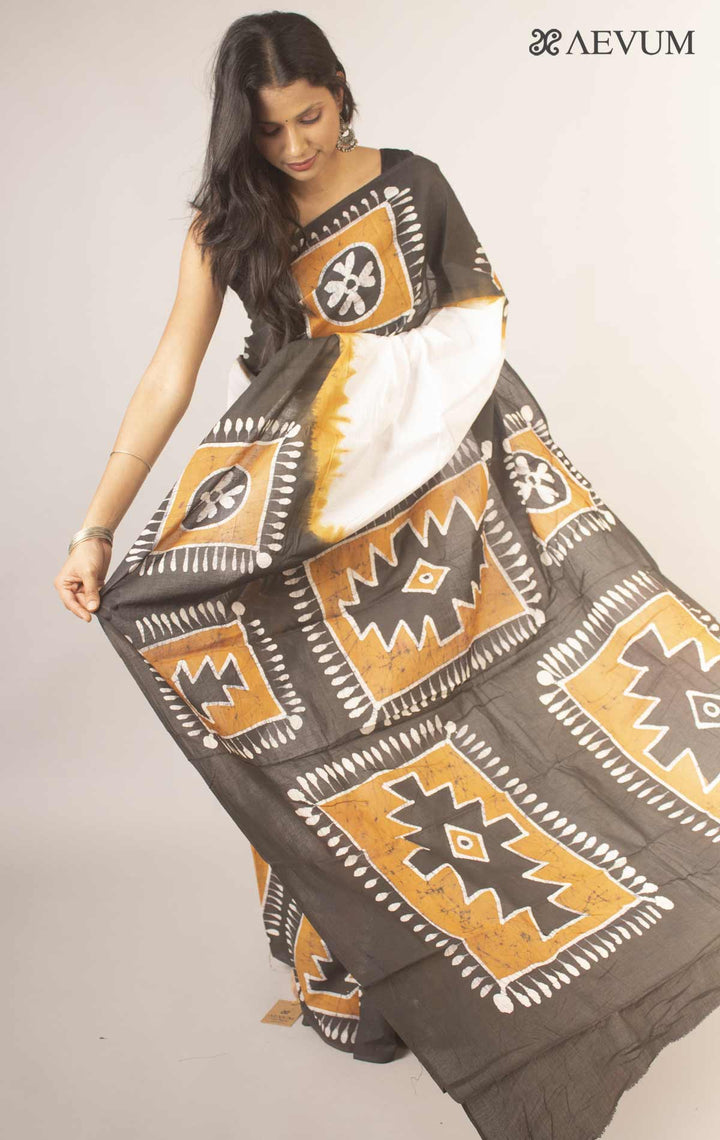 Hand Batik Mulmul Cotton Saree By Aevum - 12901 - AEVUM