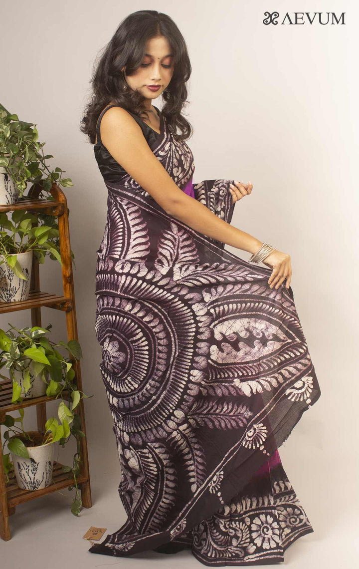 Hand Batik Mulmul Cotton Saree By Aevum - 12907 Saree Anita Kuthir   