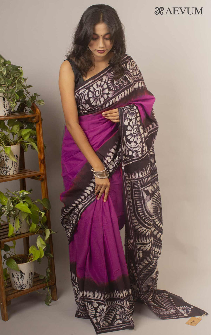 Hand Batik Mulmul Cotton Saree By Aevum - 12907 Saree Anita Kuthir   