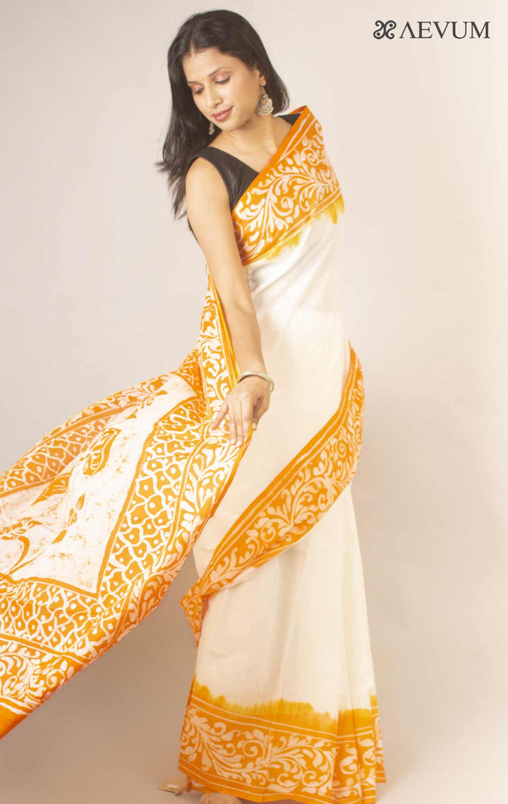 Hand Batik Mulmul Cotton Saree By Aevum - 12910 Saree Anita Kuthir   