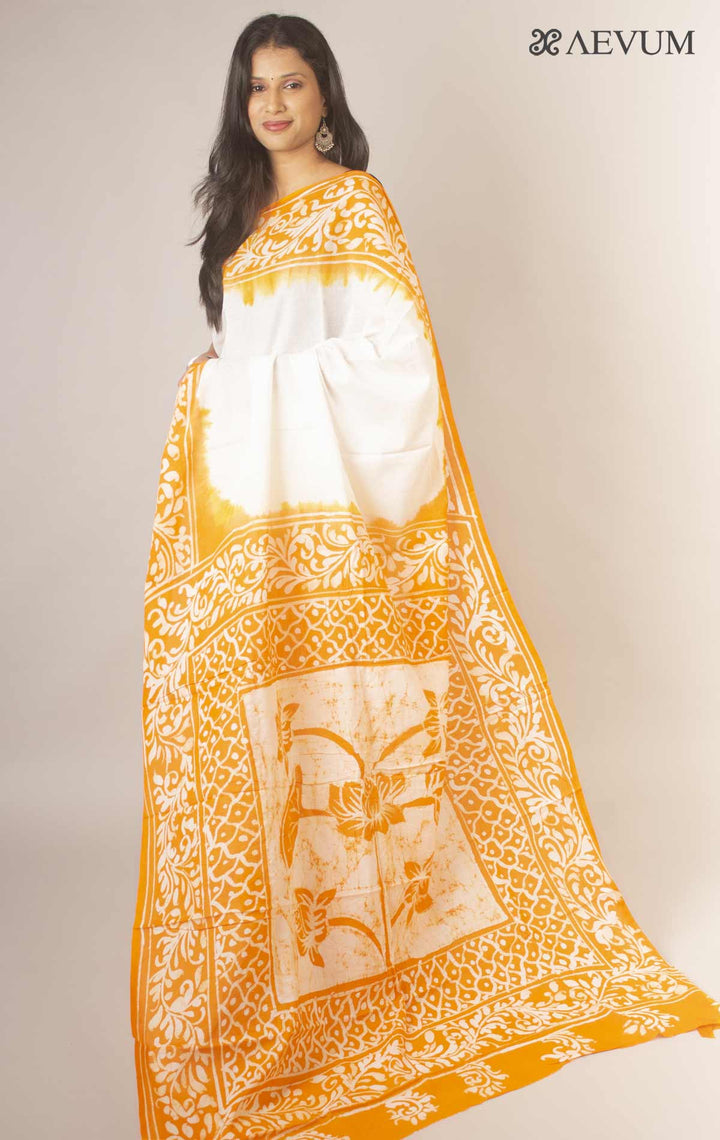 Hand Batik Mulmul Cotton Saree By Aevum - 12910 Saree Anita Kuthir   