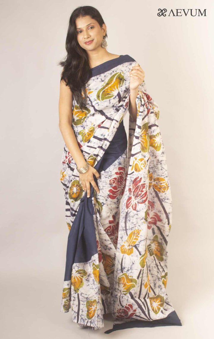 Hand Batik Mulmul Cotton Saree By Aevum - 12913 Saree Anita Kuthir   
