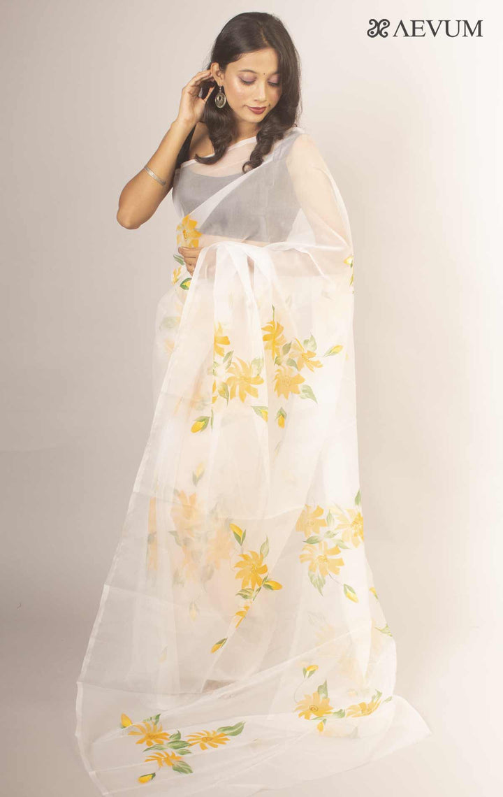 Rajnigandha Hand Painted Organza Silk Aevum Label Saree -13870 - AEVUM