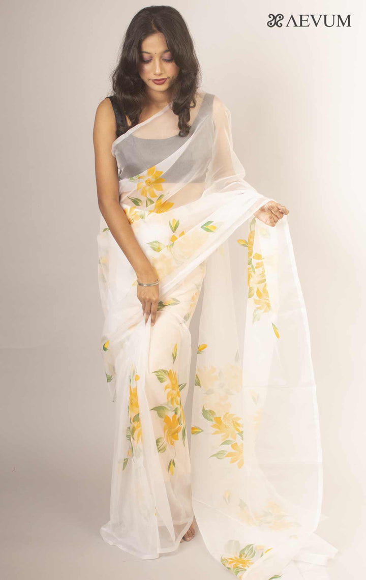 Rajnigandha Hand Painted Organza Silk Aevum Label Saree -13870 - AEVUM