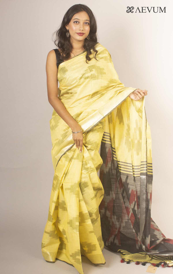 Semi Linen Ikkat Saree With Blouse Piece - 13953 - AEVUM