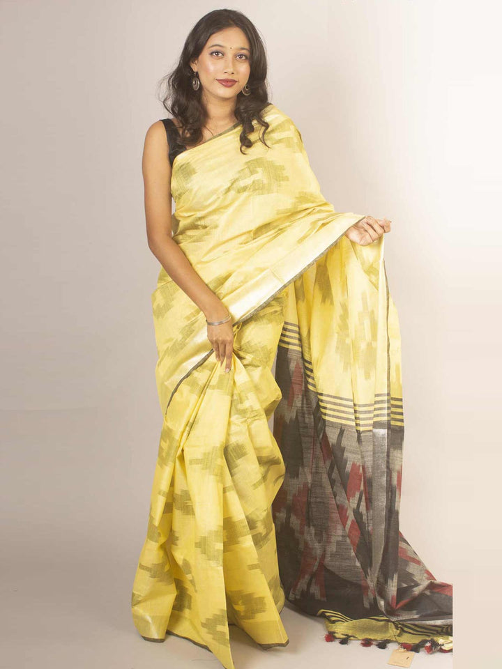 Semi Linen Ikkat Saree With Blouse Piece - 13953 Saree AEVUM